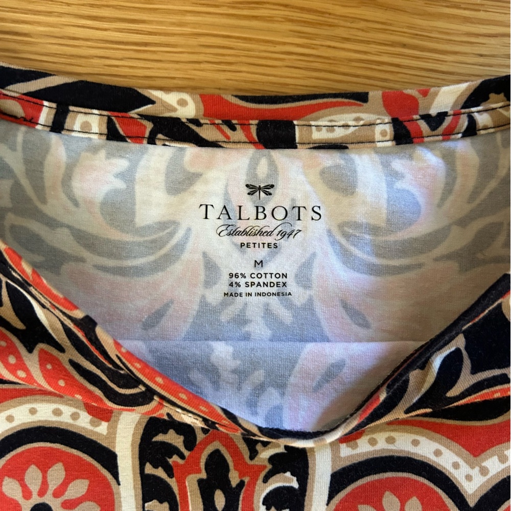 Talbots Scoop Neck Patterned Top - Picture 3 of 3
